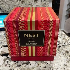 Three wick nest holiday candle votive w box.